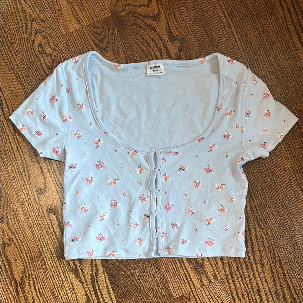 Floral Button-Up Crop Top